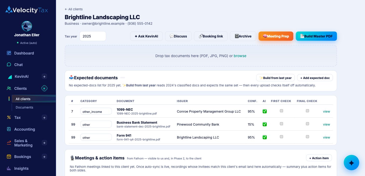 AI-classified client documents in TaxApp