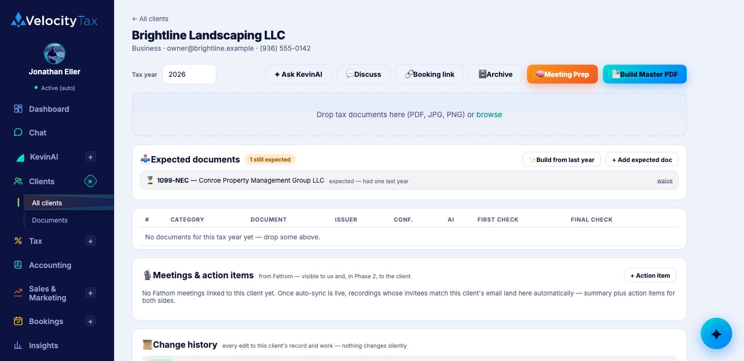 Expected-documents checklist in TaxApp
